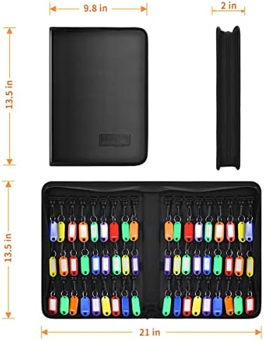 Caixa de organizador -chave da JuGreat Key com bolsa à prova de fogo, caixa de couro portátil com zíper