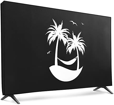 Capa de poeira Kwmobile para 65 TV - Protetor de TV de tela plana - Ilha tropical branca/preta