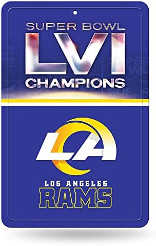Rico Industries NFL 2022 Super Bowl LVI Champions Los Angeles Rams 11 x 17 Grande sinal de metal