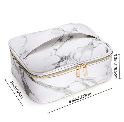 Bolsa de maquiagem de viagens Hoyofo para mulheres meninas grandes sacos de cosméticos com maquiagem de mármore Case de organizador de mármore com bolsa de beleza de divisores ajustável