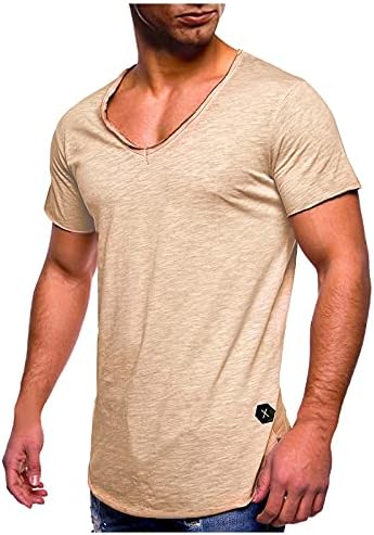 Wenkomg1 Summer V Neck Henley camisas para homens plus size colorir camisetas camisetas de algodão Mangas