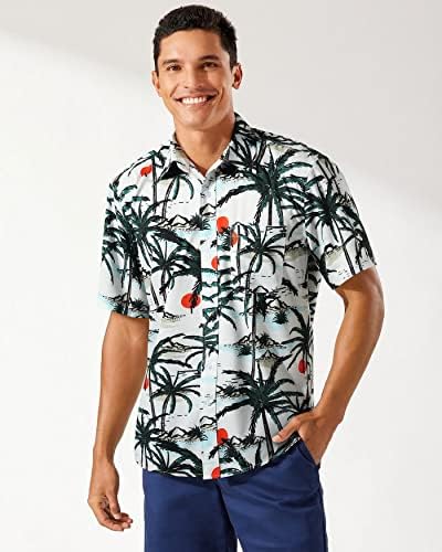 Camisas masculinas de mangas curtas de verão camisas tropicais casuais de férias floral praia aloha havaí