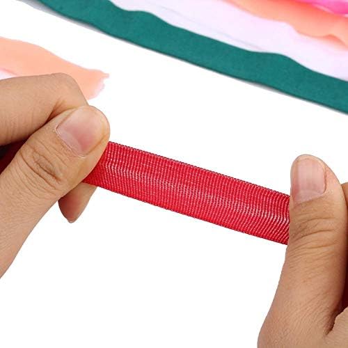 10 jardas dobram -se sobre alongamento elástico, fita elástica trançada para bandos de cabelos, disponíveis em várias cores