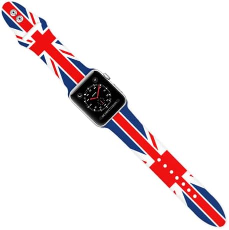 Bandeira britânica do Reino Unido Original estampado Apple Watch - Banda de Silicone Silicone Apple e suave