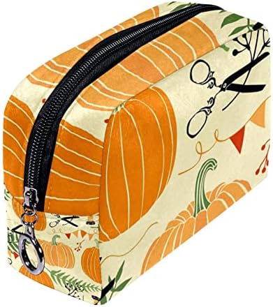 Bolsa de maquiagem tbouobt bolsa de bolsa cosmética bolsa bolsa com zíper, estilo retro de abóbora outono