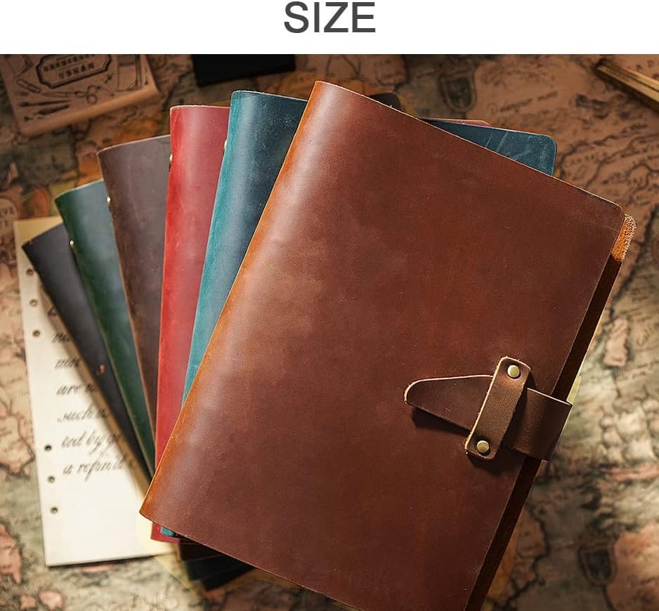 Yfqhdd Rustic Genuine Leather Rings Notebook A5 Diário Espiral Brass Brint Journal Sketchbook Agenda Plangey