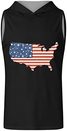 Camisas de vestido de verão bmisEgm para homens Mens Independence Day Digital 3D Bandeira Impressão com capuz com capuz Manifeless Top Top Algodão T