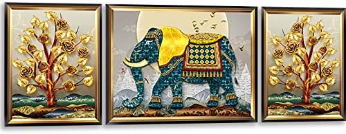 Instarry DIY 5D Diamond Painting Kits Drill Full Drill Triptych Elephant Cross Stitch Mosaic Decoração de parede