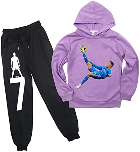 Huanxa Kids Cristiano Ronaldo Sweatshirts Poluniações de pulôver e calças de moletom de manga longa casuais roupas de manga longa para meninos