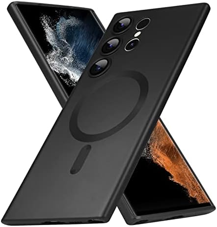 Magnetic Goarshy projetado para Samsung Galaxy S22 Ultra Case Black [Compatível com Magsafe] Voltas