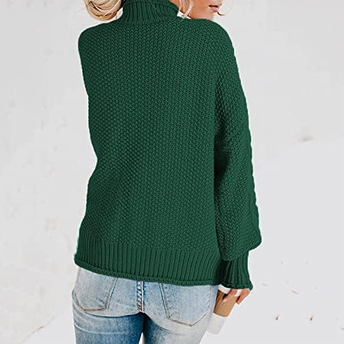 RMXEI Mulher feminina de manga longa Casual Turtleneck suéter de malha de inverno outono de suéter
