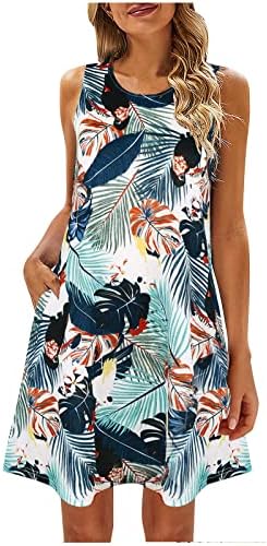 Vestidos de verão para mulheres 2023 Casual Logo Flowy Sundress Boho Floral Print Dress Dress Rould Dish com