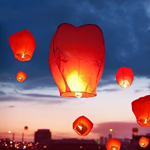 MQIAE Lanternas chinesas, lanternas de papel, lanternas flutuantes para liberar em Sky, 20pcs Sky Lanterns for Memorial Funeral Weddings Birthings Party Anniversary Festival Decoration