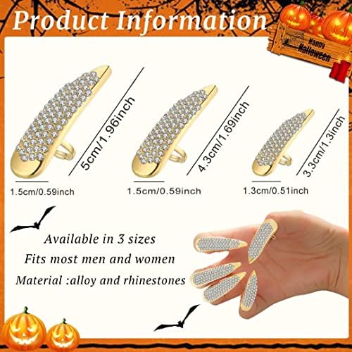 KELAIEN 5/10 PCs trajes de halloween anéis de garras ajustáveis ​​Conjunto de dedo completo Cristal garras de