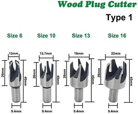 Mountain Men Multi-Purpose Bits Bits 4pcs Cortadores de plug de madeira Definir ferramenta de corte de madeira