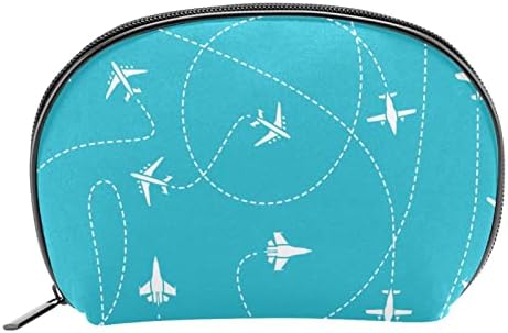 Bolsas de cosméticos para mulheres, bolsas de bolsas de maquiagem de maquiagem Bolsa de maquiagem Meninas, desenho animado azul de avião
