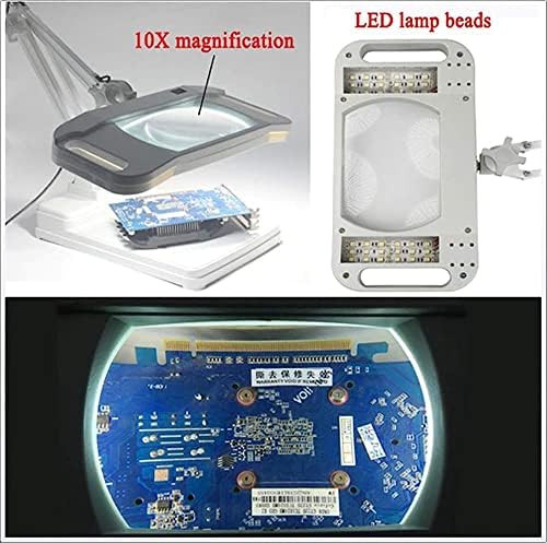 Lidciãs de Knoxc, lâmpada de LED de lupa de 2 em 1, reflexão de ampliação de 10x / 8x iluminada com suporte,