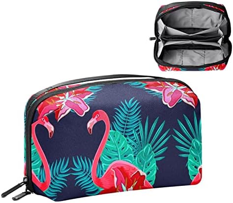 Sacos de bolsas portáteis de organizações eletrônicas flamingo e folhas tropicais de deslocamento
