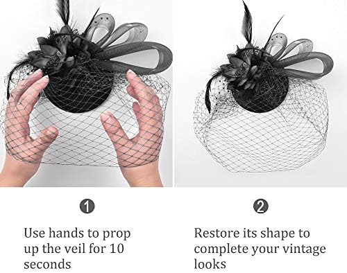 Zivyes Fascinators Hat for Women Tea Party Party Headby Derby Wedding Flower Mesh Veil Fascinator