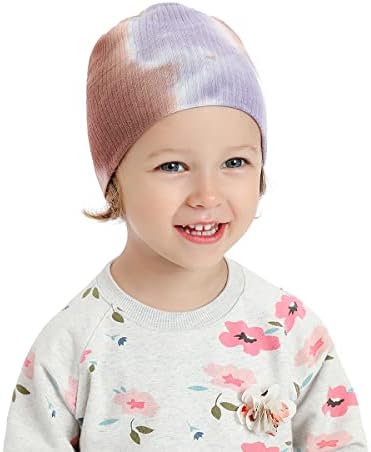 JERAGUE 3 Pack tie-dye Earflap Feanie para bebês garotos menina de algodão sem largura Cap.