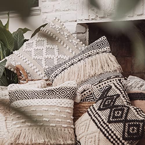 Capas de travesseiro decorativo de Waratah Home - 20x20 Caixa de almofada geométrica listrada