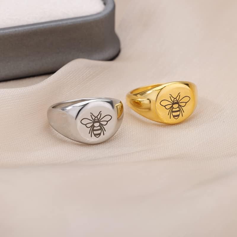 Lolomato Bee Rings for Women Punk Gold Color Sinete Casal Ring Jóias de casamento Femme - JZ3473G - 8