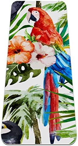 Siebzeh aquarela Parrot Toucano Birds Floral Print Premium Premium de Yoga Mat Eco Friends Health & Fitness Non