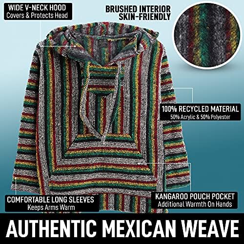 Capuz Baja mexicano autêntico - jaqueta de suéter de pulôver de tecido
