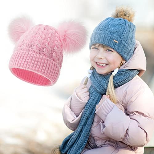 Capinho de inverno algodão malha garotas falsas pom kids chapéu de chapéu forrado meninos bebês chapéu chapéu de chapéu mens de inverno extra grande