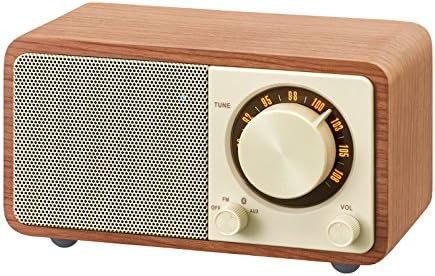 Sangean WR-7WL Wood Cabinet Mini Bluetooth alto-falante com sintonizador FM e Aux-in Walnut/Wood