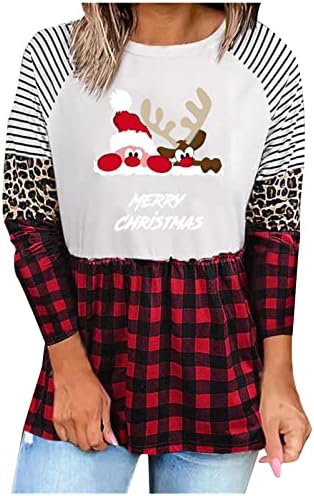 Mulheres Shusuen Moda Modol acolchoado Impressão de Natal Fall/Winter Crew pescoço Swearwear solto