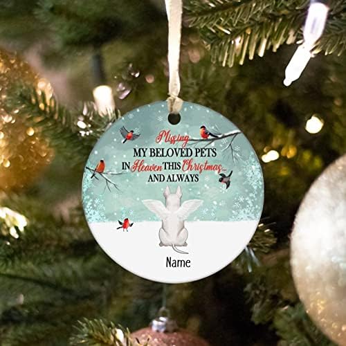 Memorial Pet Theme Christmas Tree Ornament, Miss meu amado animal de estimação no céu Nome de cão personalizado