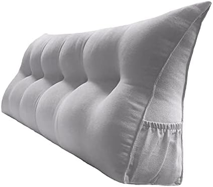 Travesseiro de repouso de cama triangular de leitagem de pêssego grande travesseiro de cabeceira de cabeceira de almofada de travesseiro com tampa removível e dois bolsos laterais grandes
