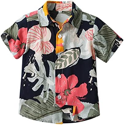Criança infantil de verão garoto de menino roupas casuais de manga curta camiseta floral camisa de praia
