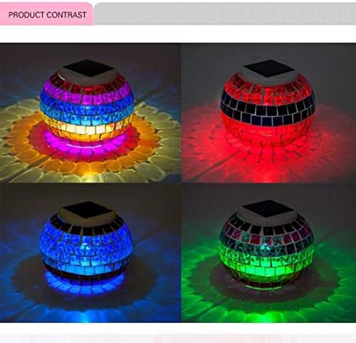 Vidro de mosaico movido a energia solar, Merrynine Solar Table Lamp de cor de cor de vidro LED LED LED SOLAR