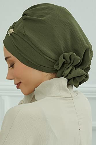 Turbans de cabeça de lenço de lenço leve e leve de turbante instantâneo para feminino com acessórios exclusivos