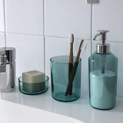 Conjunto de acessórios para banheiros combinados de 3 peças da IKEA, dispensador de sabão, porta -escova de dente e bandeja de cor azul marinho