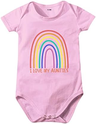 Recém -nascidos Roupas para bebês Infantas Roupas Rainbow Print I Love My Anties Baby Playsuit para 0 a Girls