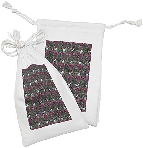 Conjunto de bolsas de tecido unicórnio lunarable de 2, silhueta colorida de criatura mitológica no sonho