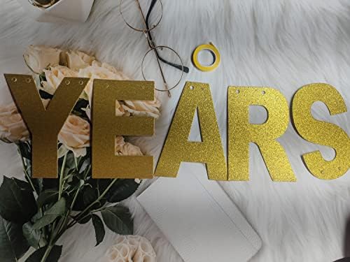 Gold Glitter 80 Anos Banner, Banner feliz de 80 anos, 80º aniversário para decorações de festas de casamento