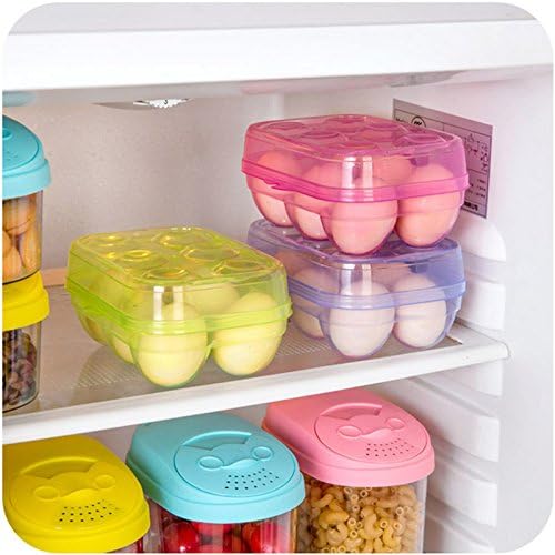 Ovos transparentes coloridos seis caixas de armazenamento de grade de cozinha refrigeradora mais pisca de