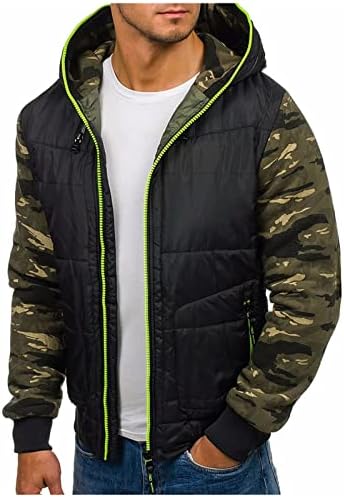 Jaqueta longa de algodão masculino com capuz de algodão e inverno com camuflagem de camuflagem de