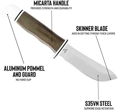 Buck Knives 103 Skinner Faca de caça a lâmina fixa, lâmina de aço inoxidável de 4 com bainha de couro
