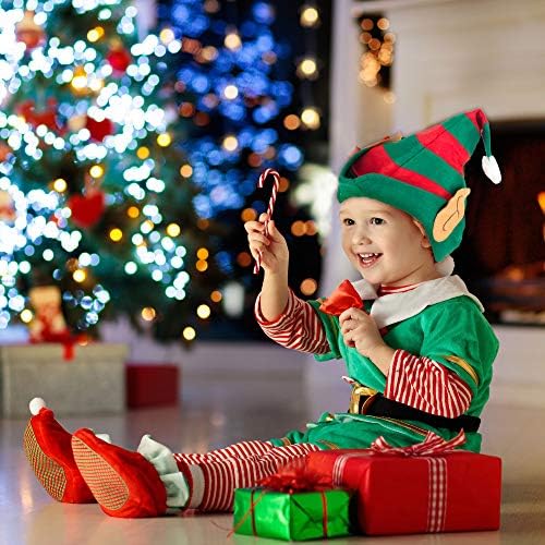 Trounistro 4 pacote chapéus de elfo de Natal vermelho e verde Chapéus de palhaço Santa elfas para