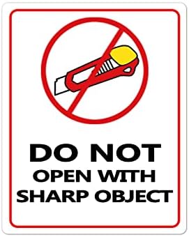 Não abra com adesivos de objetos nítidos, 2x3 polegadas, etiquetas/adesivos internacionais de aviso de