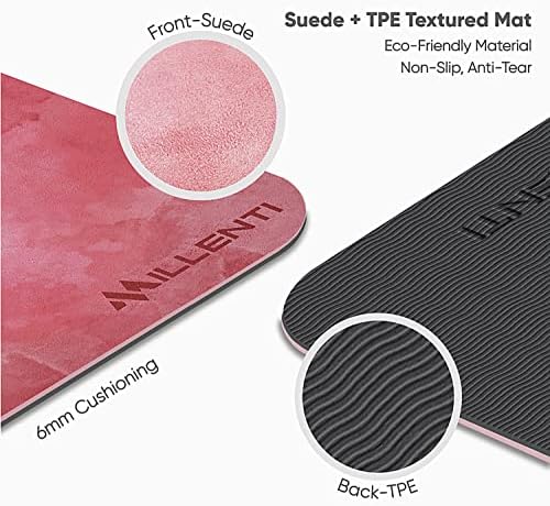 Millenti Exercício Yoga Mat Non-Slip-Camurça para todos os fins de 6 mm e tapete de ioga TPE texturizada