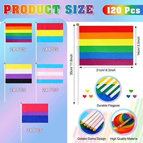 240 PCs Rainbow Pride Purbands Sinalizador de orgulho gay Conjunto de 120 PCs Bandeiras Pride e 120
