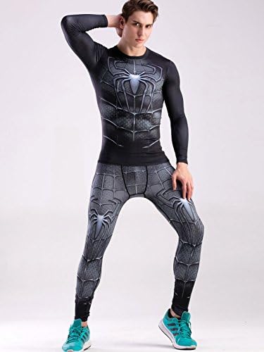 Red Plume® de compressão masculina elástica de leggings esportivo de calças de impressão de aranha
