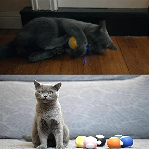 Bola de brinquedos de gatos interativos da esaah com luz LED, bola de gato de gato de 360 ​​graus, brinquedos de gatos para gatos internos USB, seguro e bola para gatos e gatinhos internos