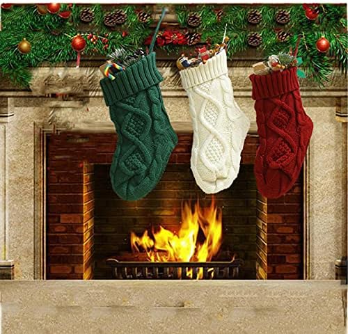 Anpter Christmas meias 3 pacote de malha personalizada calda de natal lareira pendurada meias decoração para